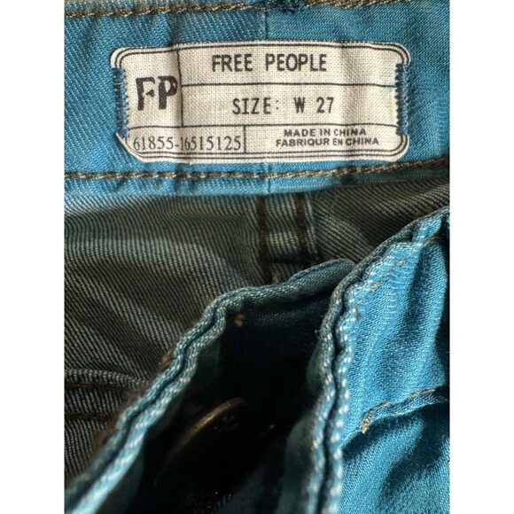 Free People Skinny Jeans Womens 27 Teal Stretch Denim 30” Inseam - Picture 4 of 5
